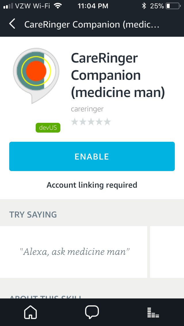 Screenshot of Alexa Skill: medicine man