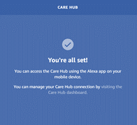 Care Hub set-up confirmation